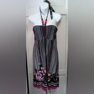 VENUS Strapless Gray and Pink Halter Summer Dress S